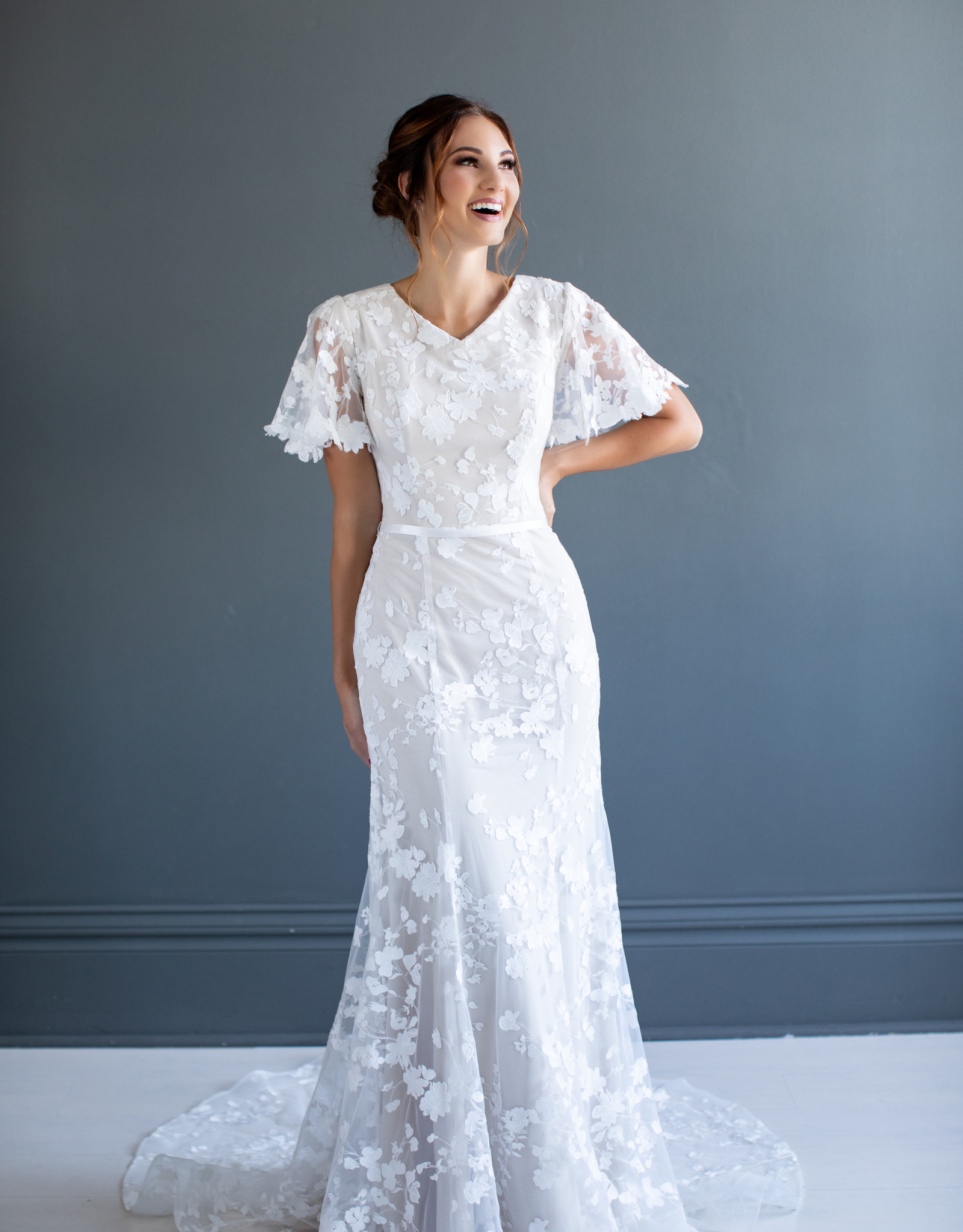 Short Chiffon Wedding Dress Handmade in Vancouver, Elika In Love – Elika  In Love