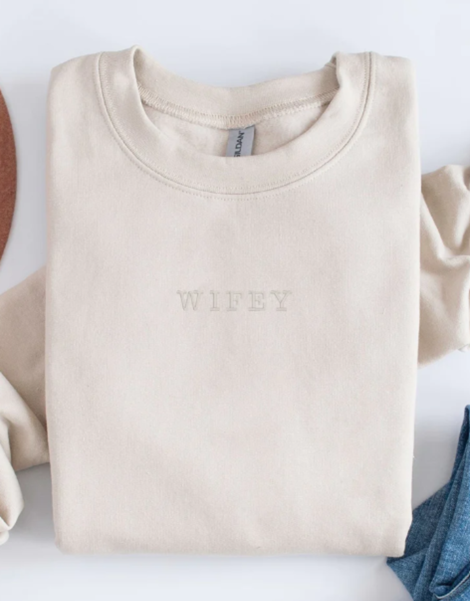 Heirloom Bridal Company Tiny WIFEY Embroidered Sweatshirt