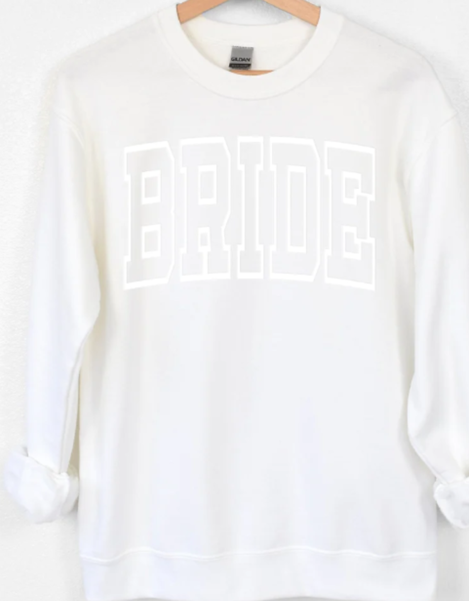 Heirloom Bridal Company Embossed BRIDE Sweatshirt-White