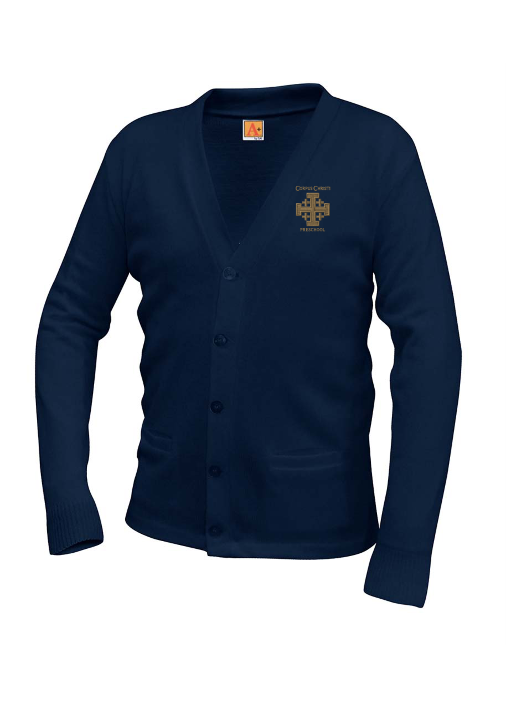 CCPS Navy V-neck cardigan sweater with pockets