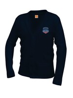 TUS KACS Navy V-neck cardigan sweater with pockets
