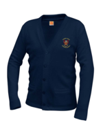 TUS KCLA Navy V-neck cardigan sweater with pockets