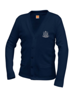 OLGA Navy V-neck cardigan sweater with pockets