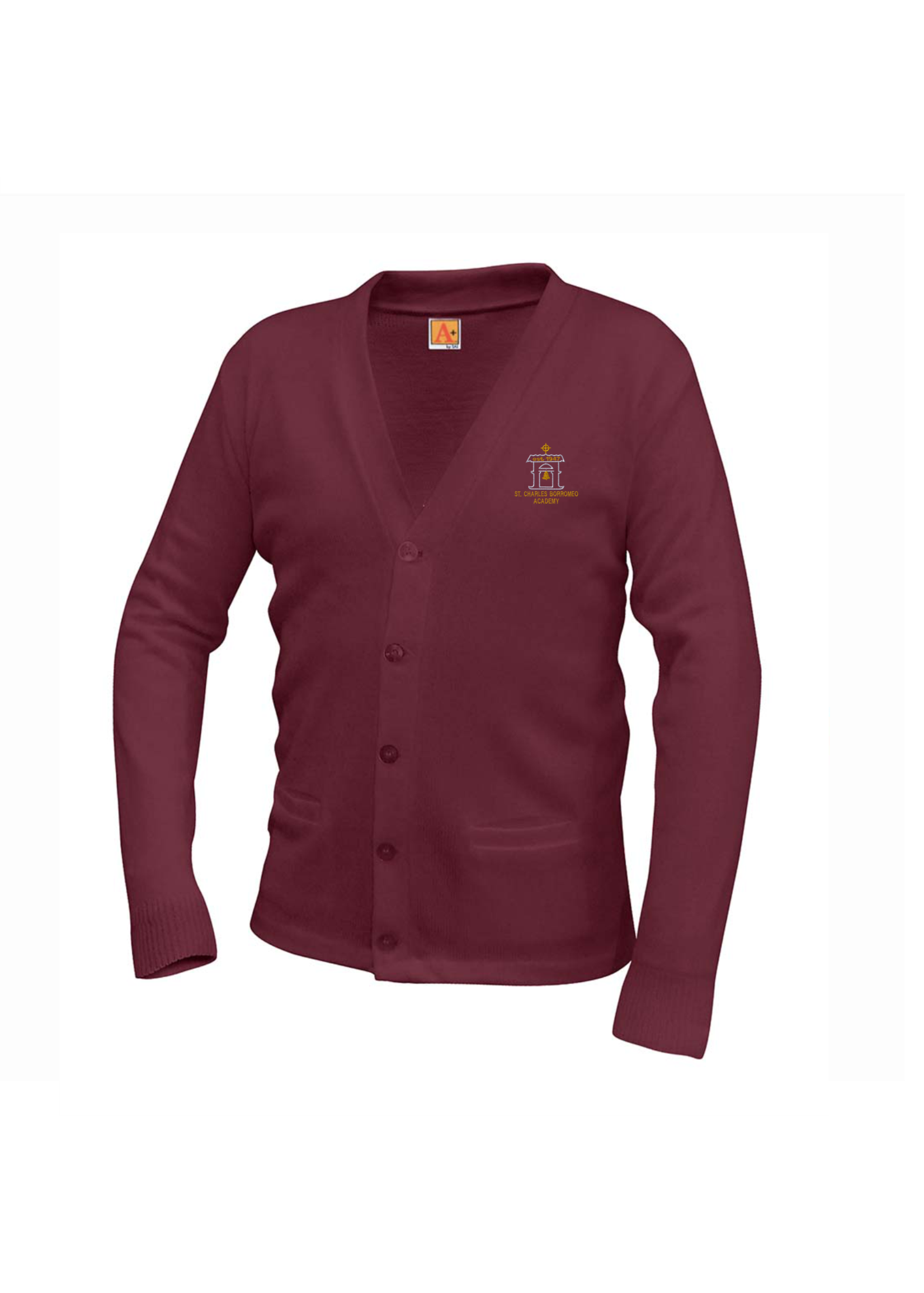 SCBA Wine V-neck cardigan sweater with pockets