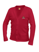 SHPS Red V-neck cardigan sweater with pockets