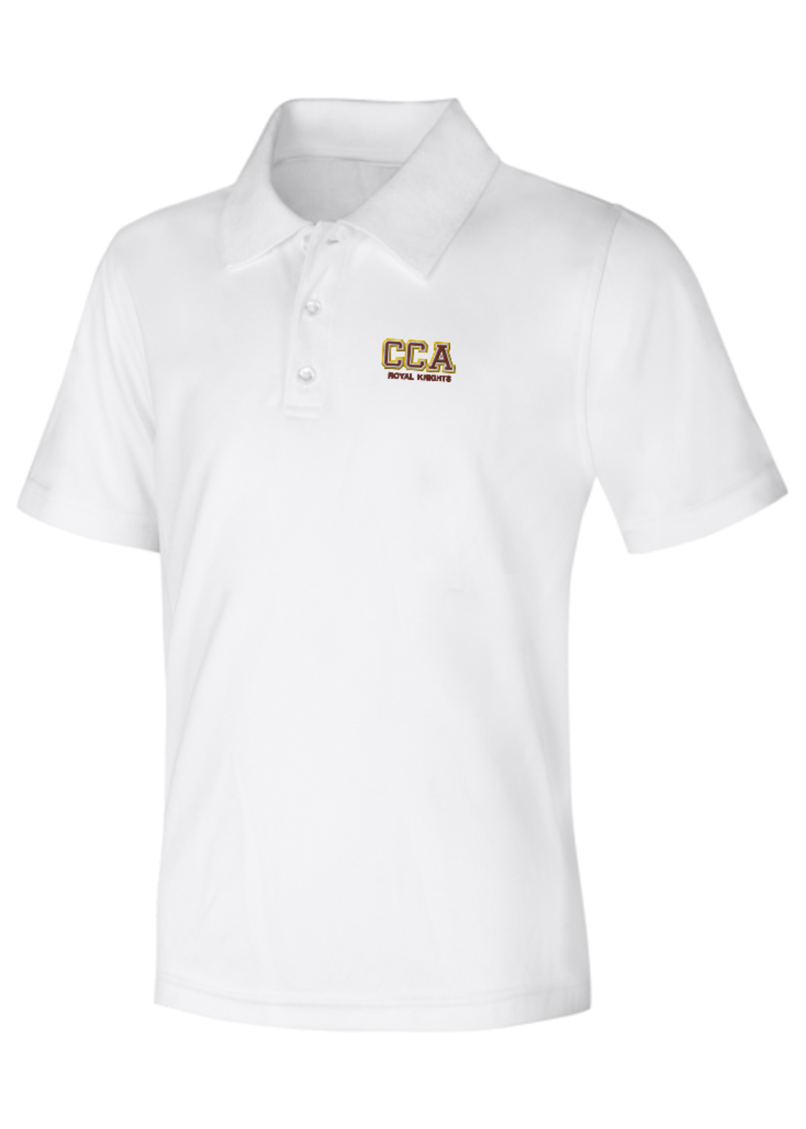 CCA White DryFit Short Sleeve Polo Shirt