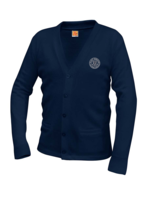SDPS Navy V-neck cardigan sweater with pockets 7-8