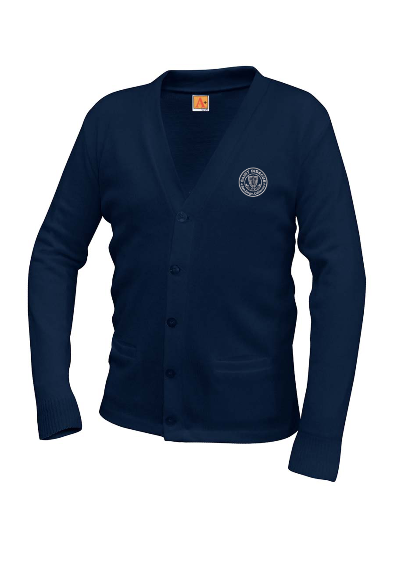 SDPS Navy V-neck cardigan sweater with pockets 7-8