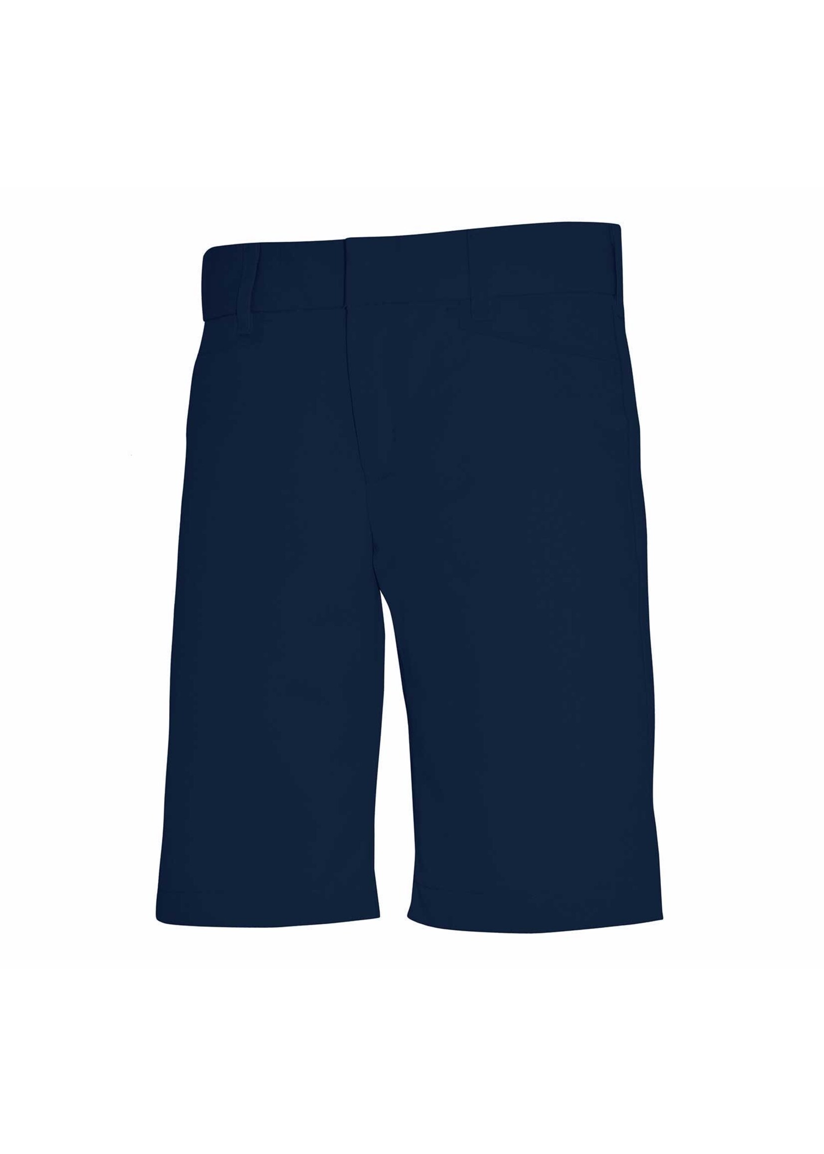 Girls Navy Mid Rise Flat Front Short with logo