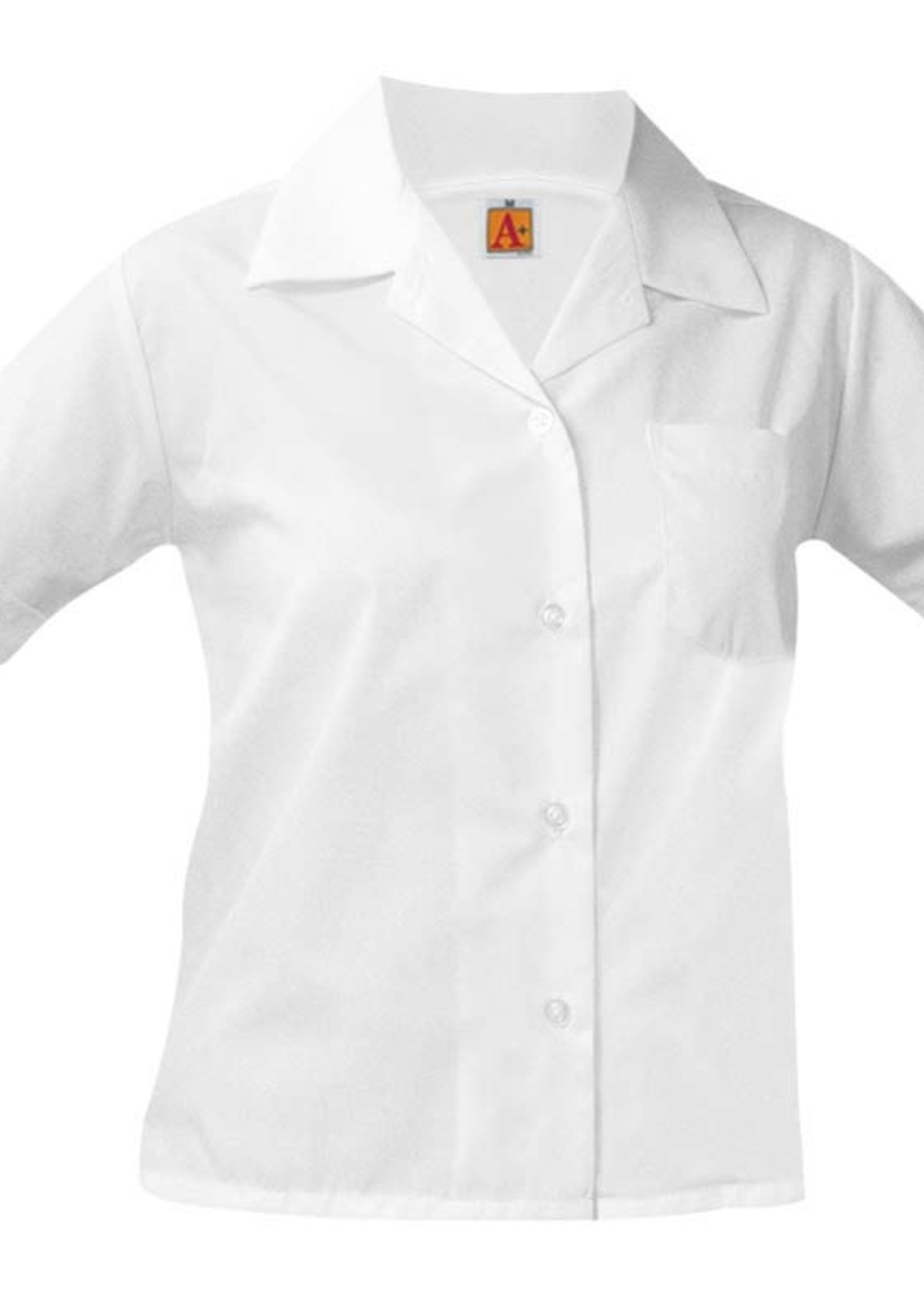 A+ White Short Sleeve Pointed Collar Blouse (Grades 4-5)