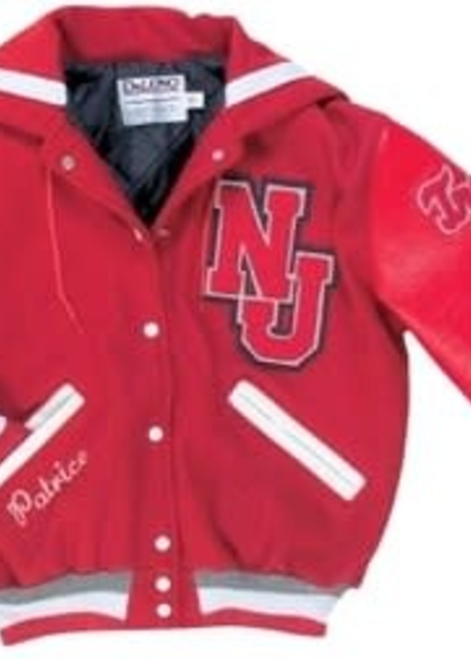 Red Letterman Jacket with Shoulder Insert