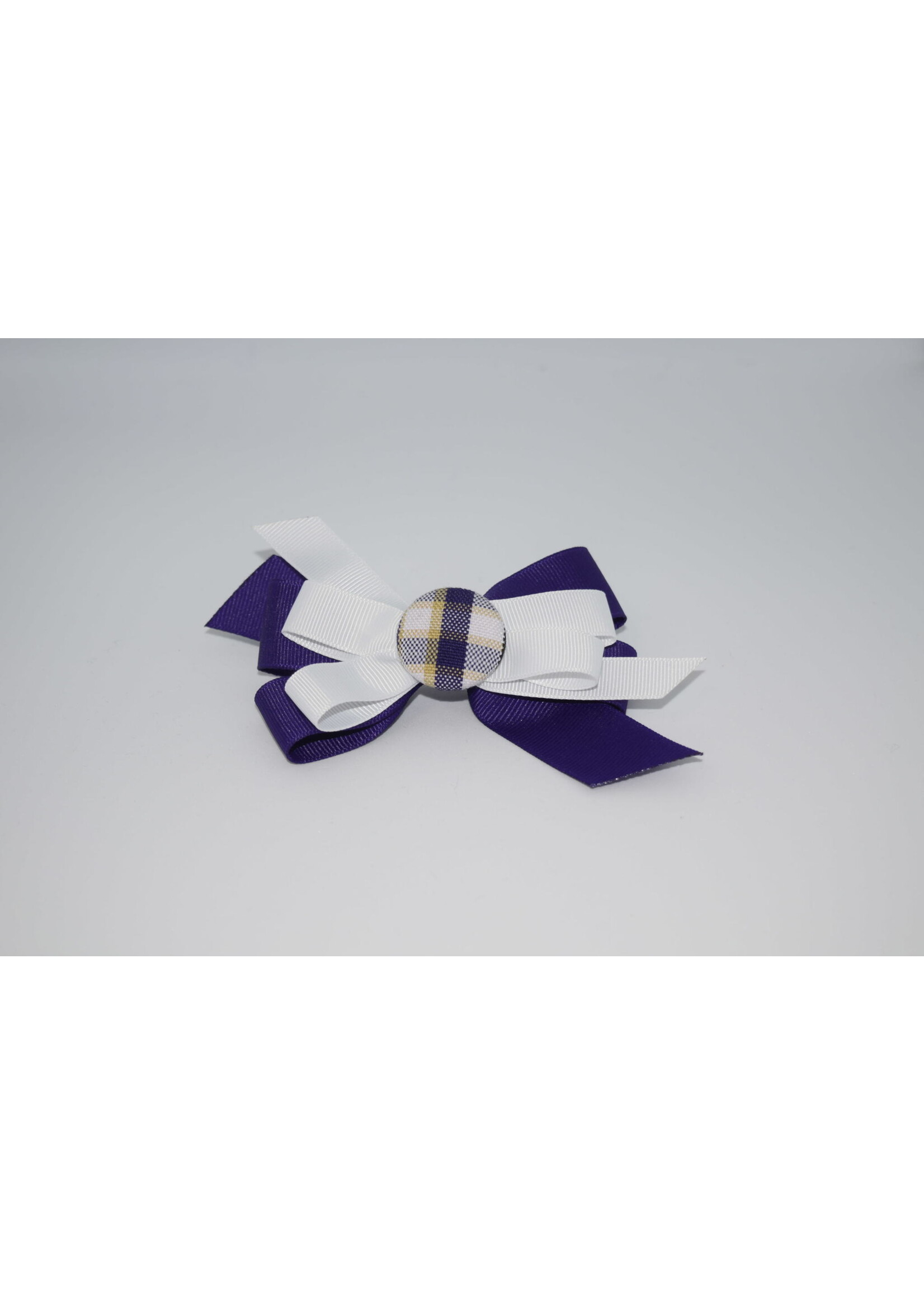 Two Color Bow w/ Plaid Button - P2M