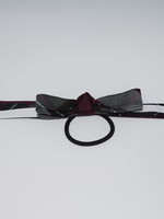 4 looped plaid bow w/plaid & grosgrain tails P26 BUR WHT