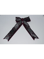 Large 2-layered plaid & grosgrain ribbon bow w/tails P26 BUR