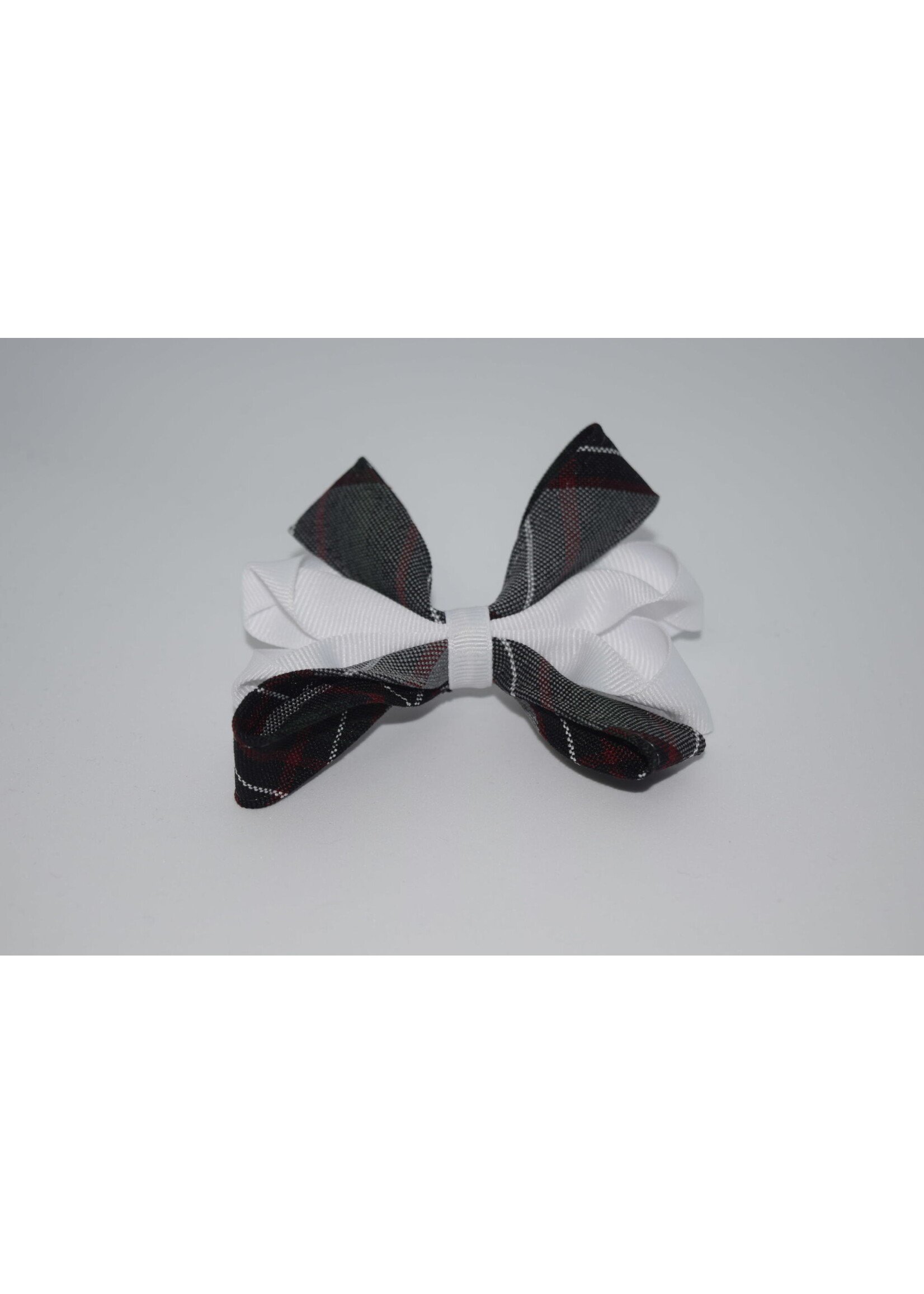 Plaid Carnival Bow WHT P26