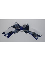 4 looped plaid bow w/plaid & grosgrain tails P578 ROY WHT