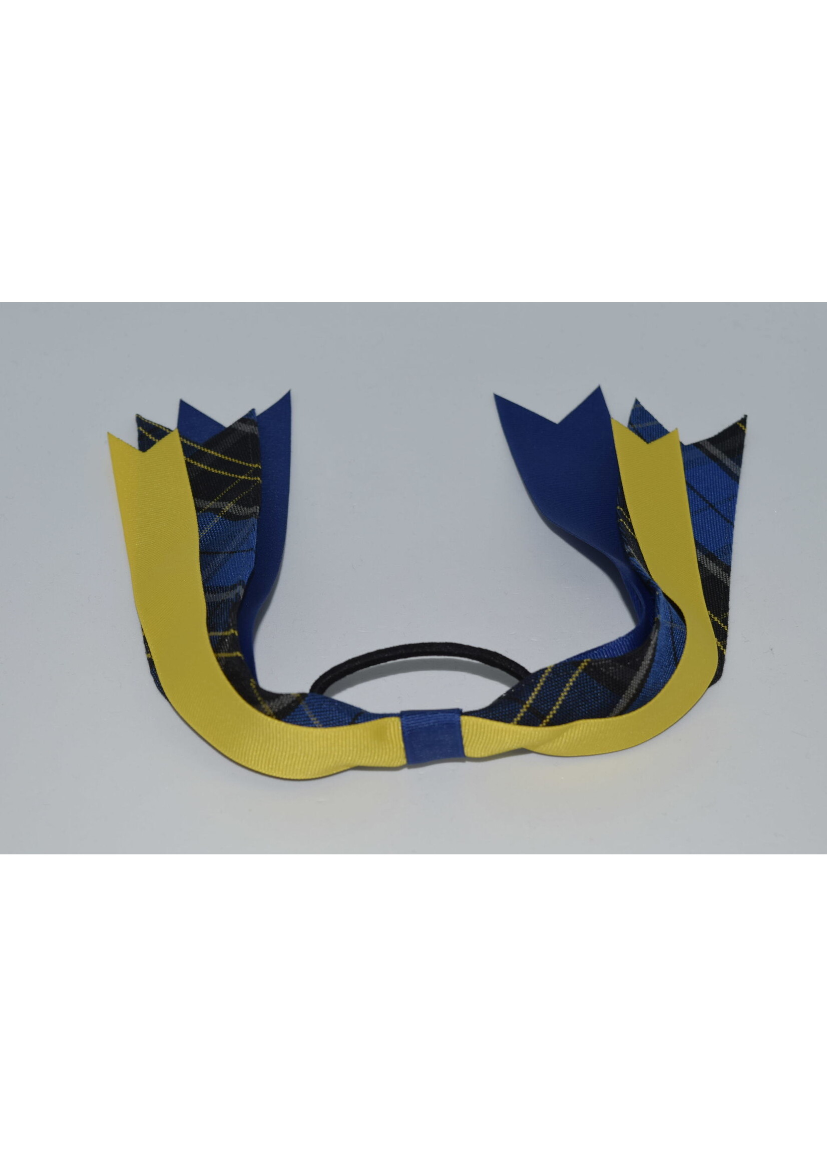 Wide Plaid & Grosgrain Ribbon Streamer Bow P92 ROY MAZ