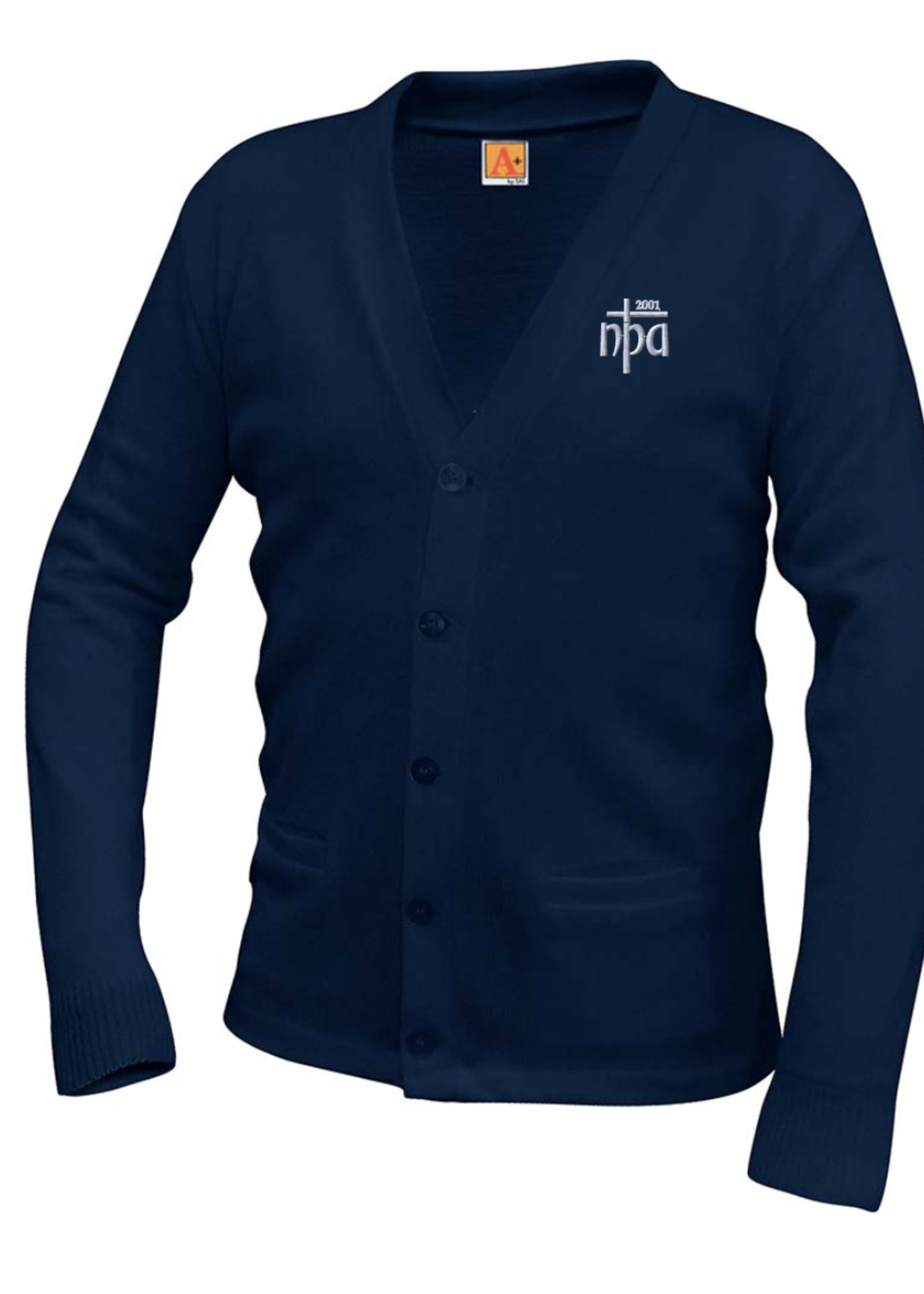 NPA Navy V-neck cardigan sweater with pockets