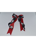 Large 2-layered plaid & grosgrain ribbon bow w/tails P8B RED