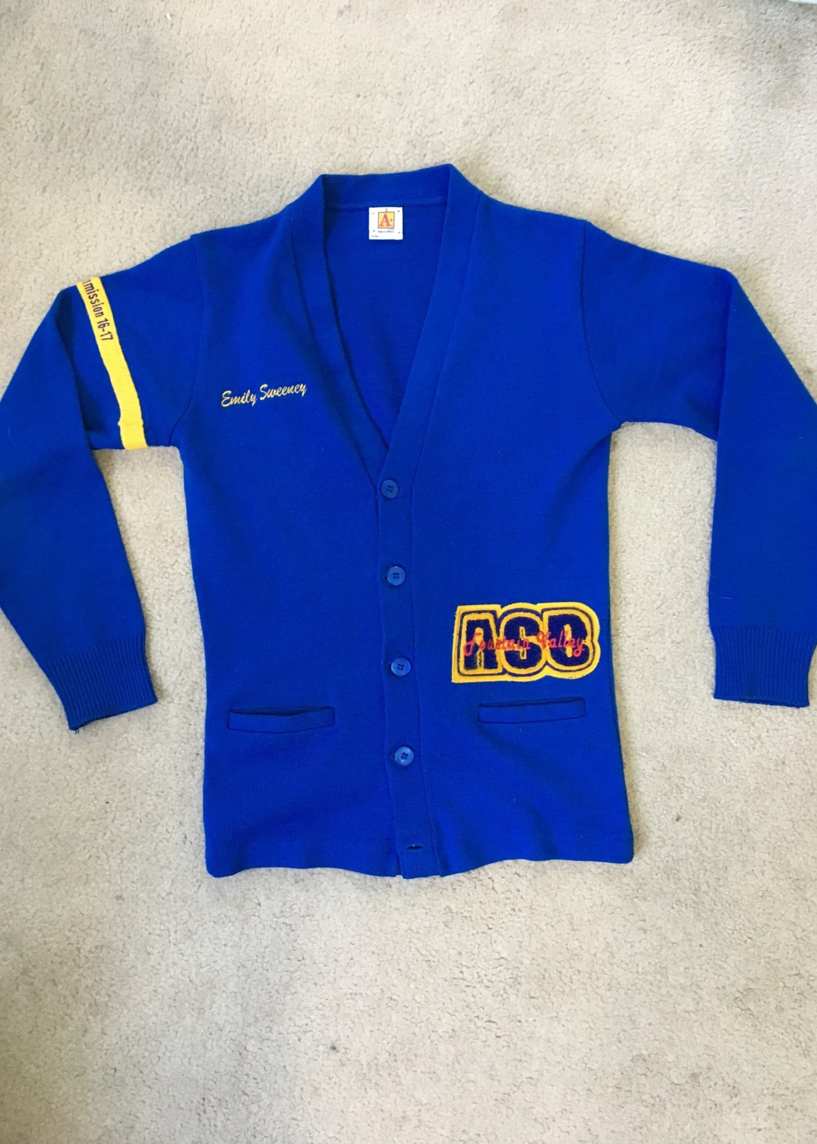 6300 FVHS Cardigan V-neck with ASB patch and sew, name RC, Title armband and sew