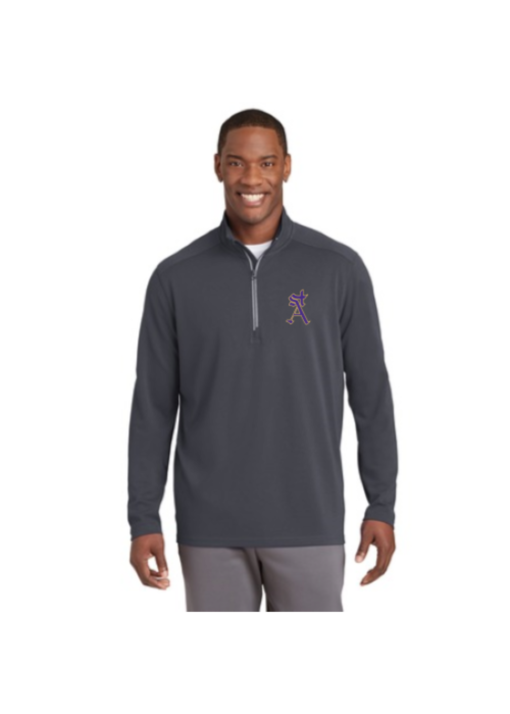 SAHS Sport-Wick Textured Iron Grey 1/4-Zip Pullover