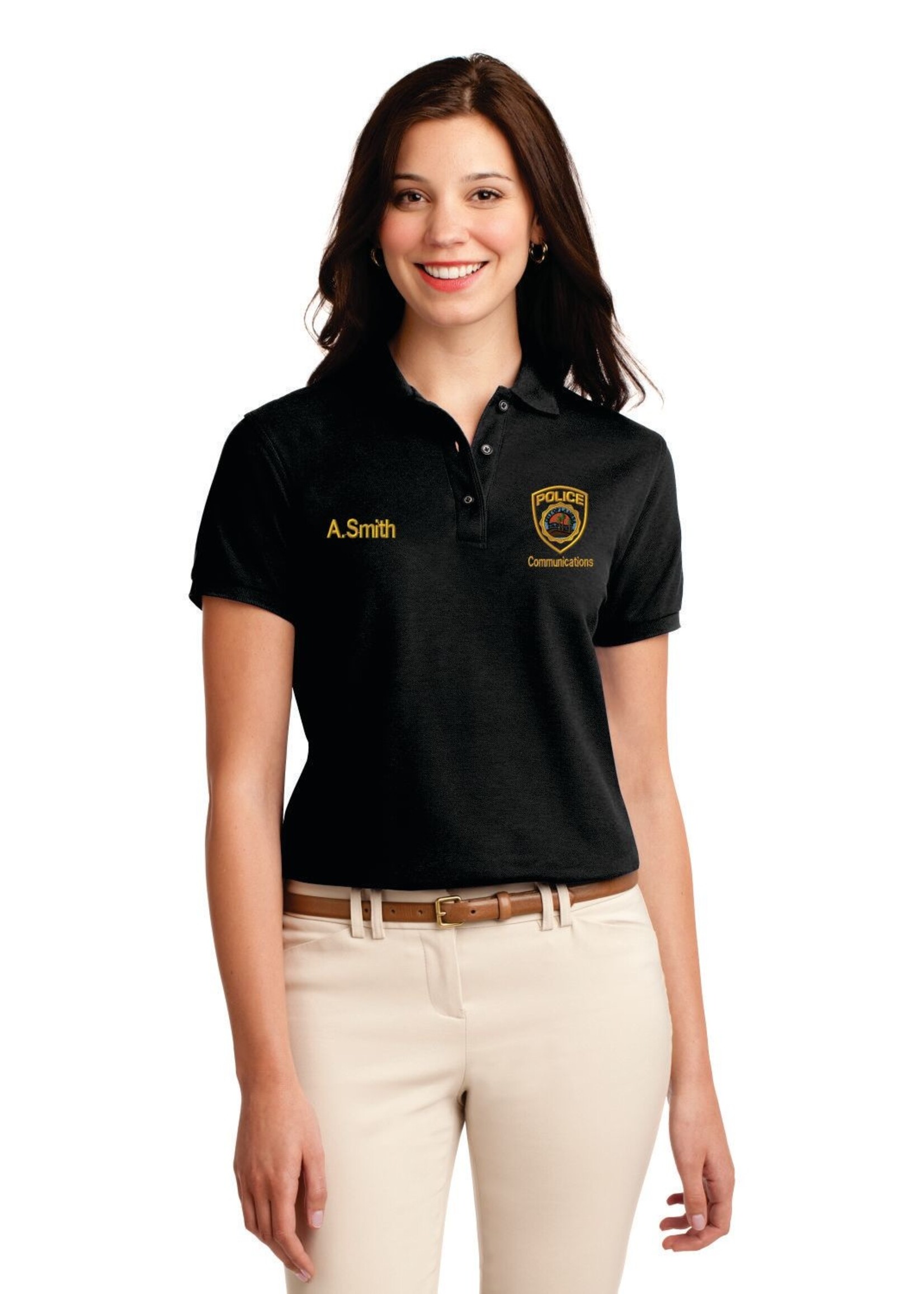 LMPD Ladies Black Silk Touch Polo