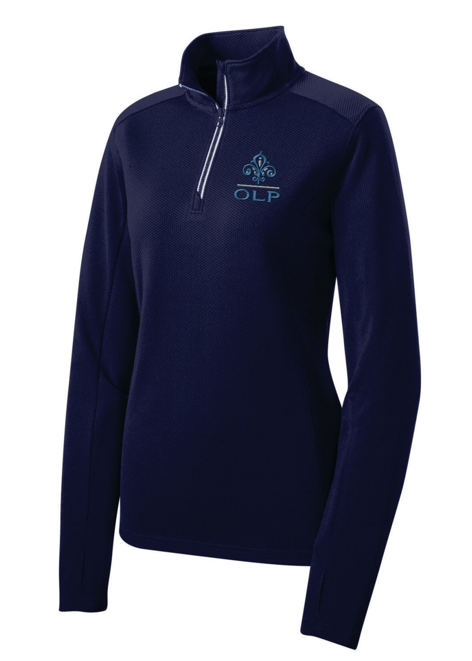 OLP Ladies Wicking Textured 1/4-Zip Navy Pullover