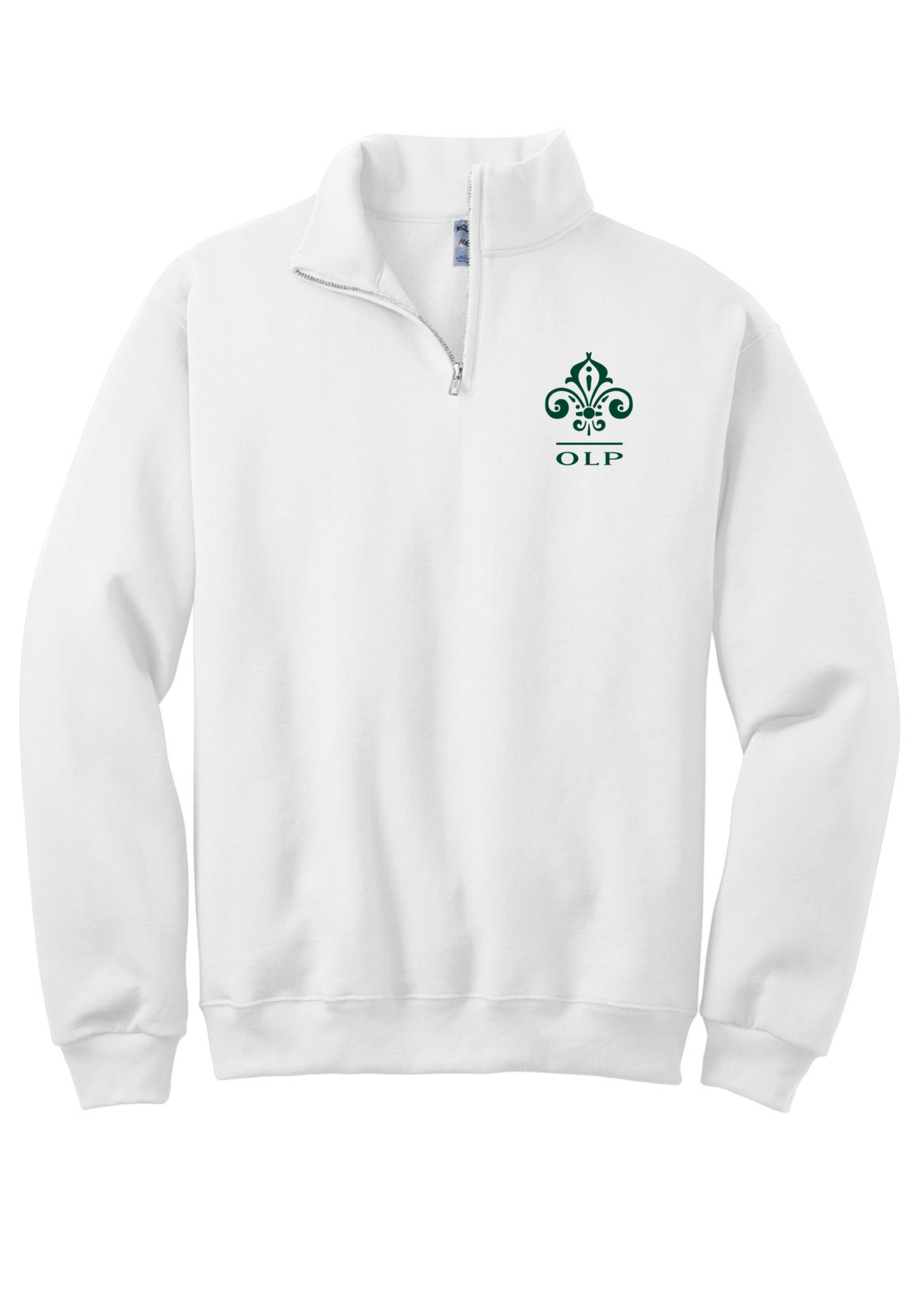 OLP 1/4-Zip White Sweatshirt with Cadet Collar Book Club