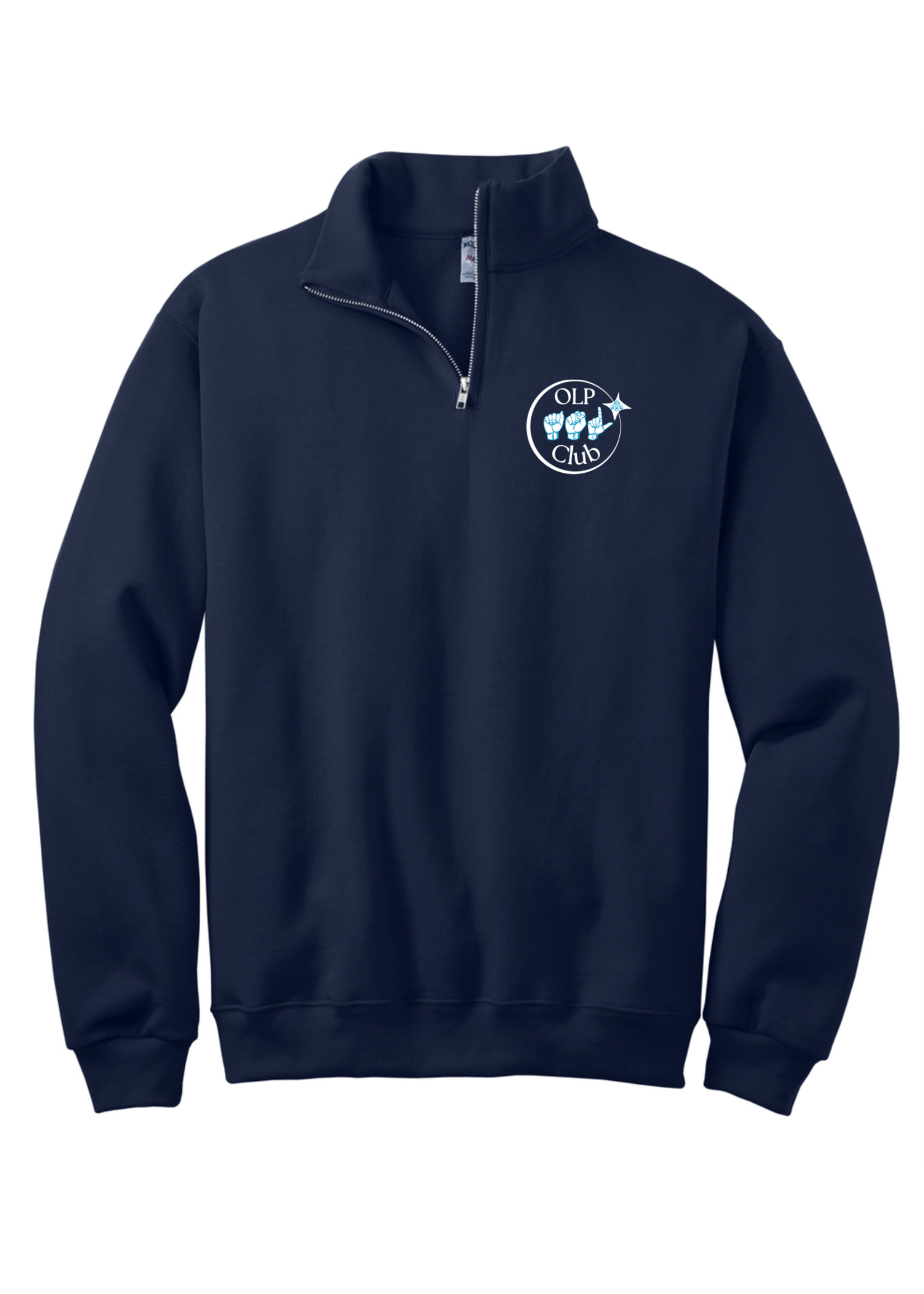 OLP 1/4-Zip Navy Sweatshirt with Cadet Collar ASL Club
