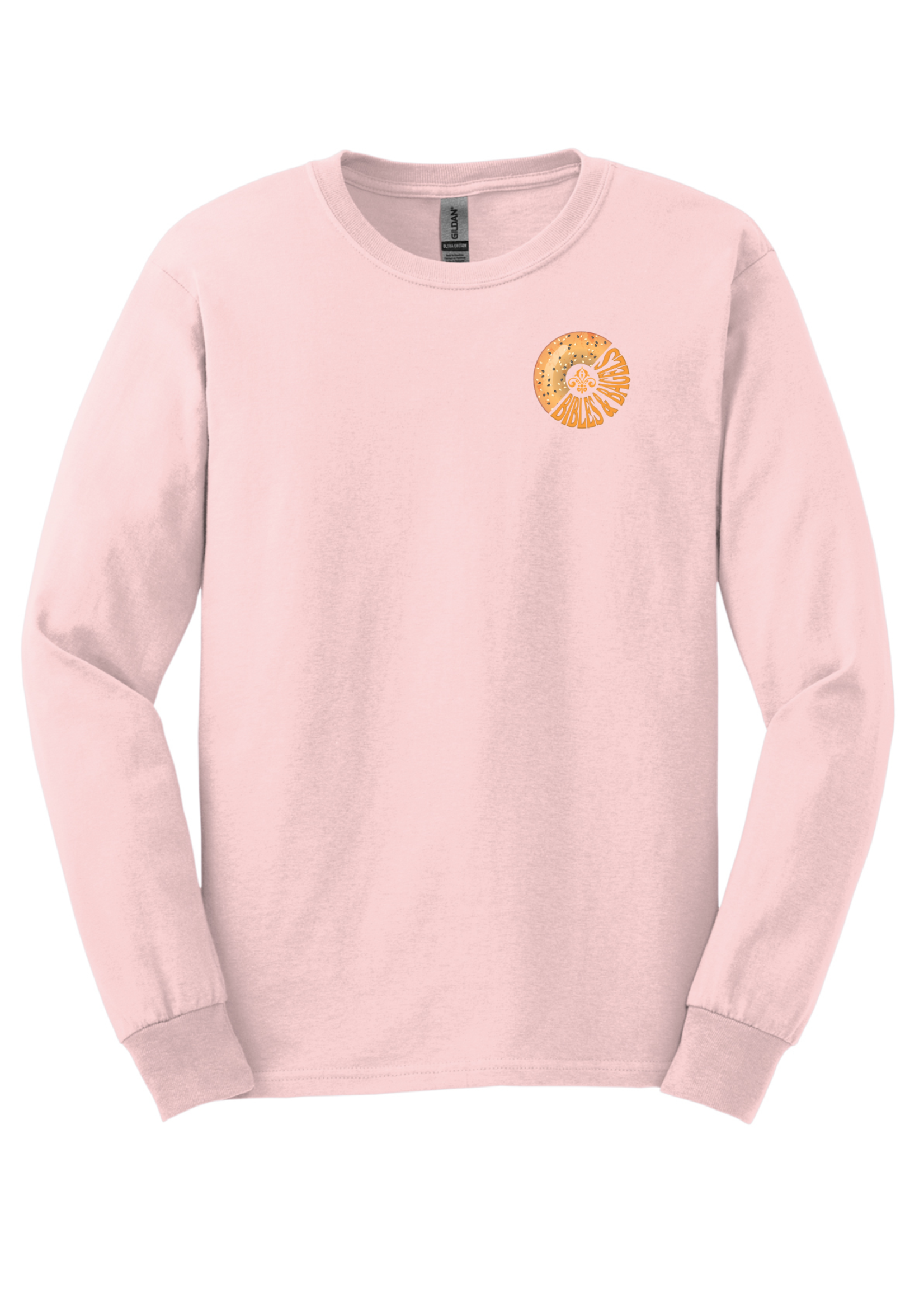OLP Lt Pink Club Crewneck Long Sleeve Tee Bibles & Bagels Club