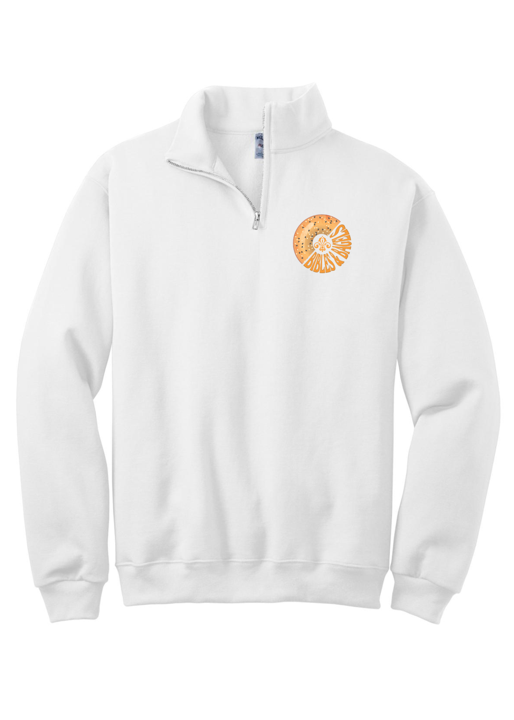 OLP White 1/4-Zip Sweatshirt with Cadet Collar Bagels & Bibles Club
