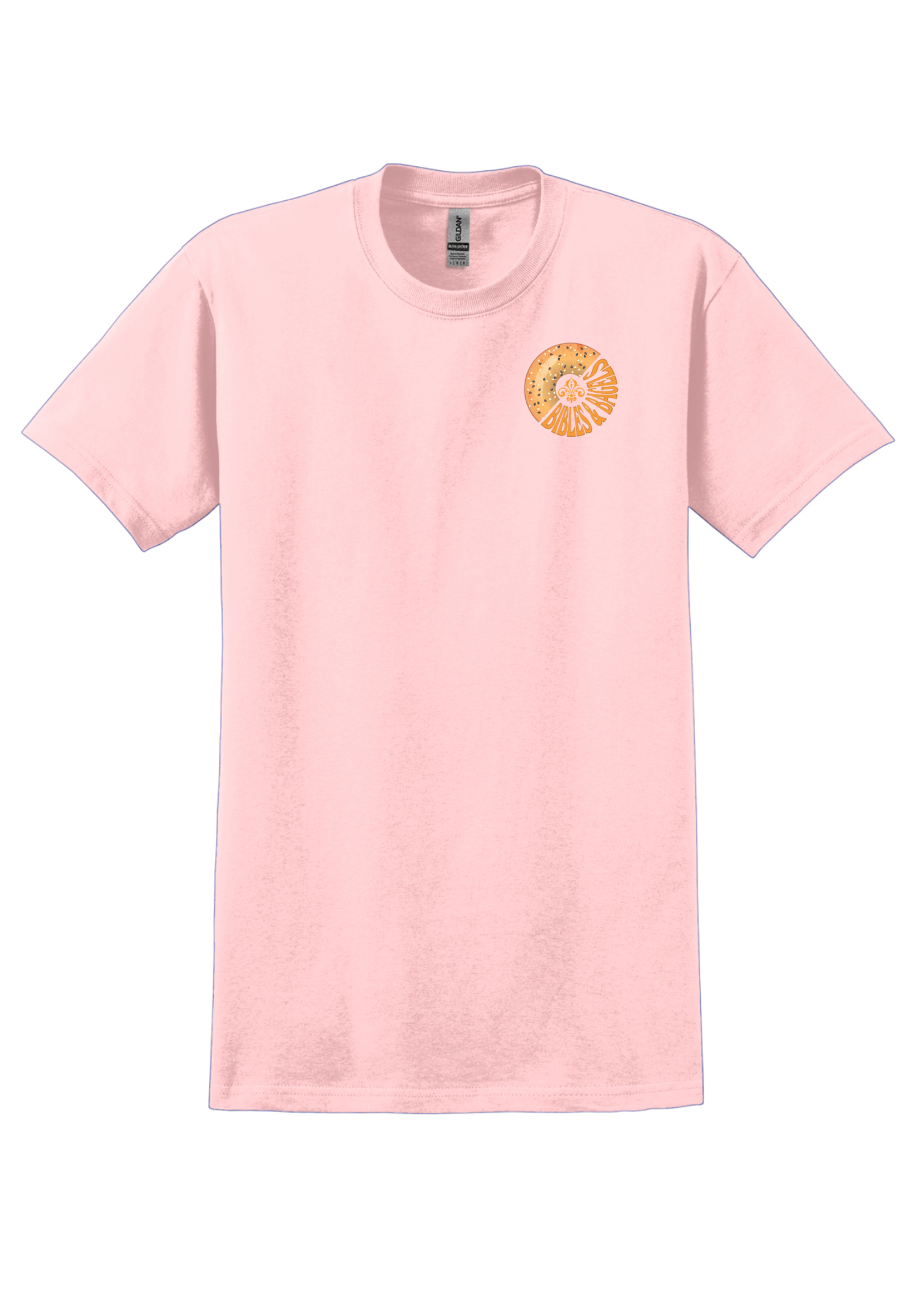 OLP Lt Pink Cotton Crew Neck Tee Bibles & Bagels Club