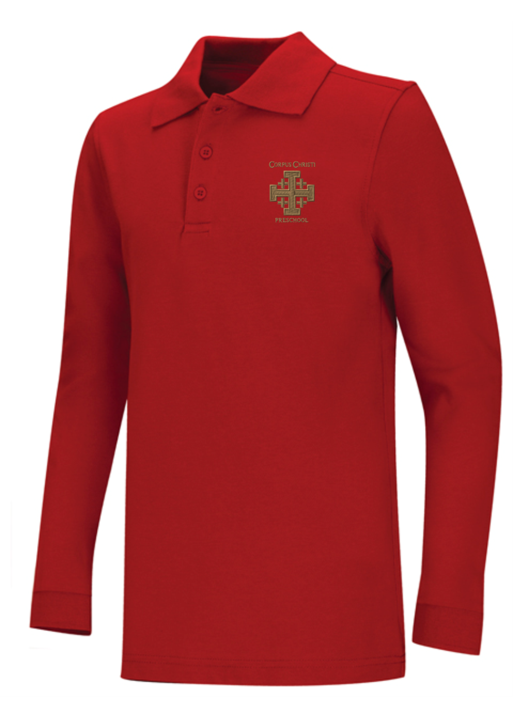 CCPS Red Value Long Sleeve Pique Polo