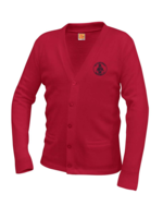 OLS  Red Cardigan V-neck with pocket - Grade 6-8 only