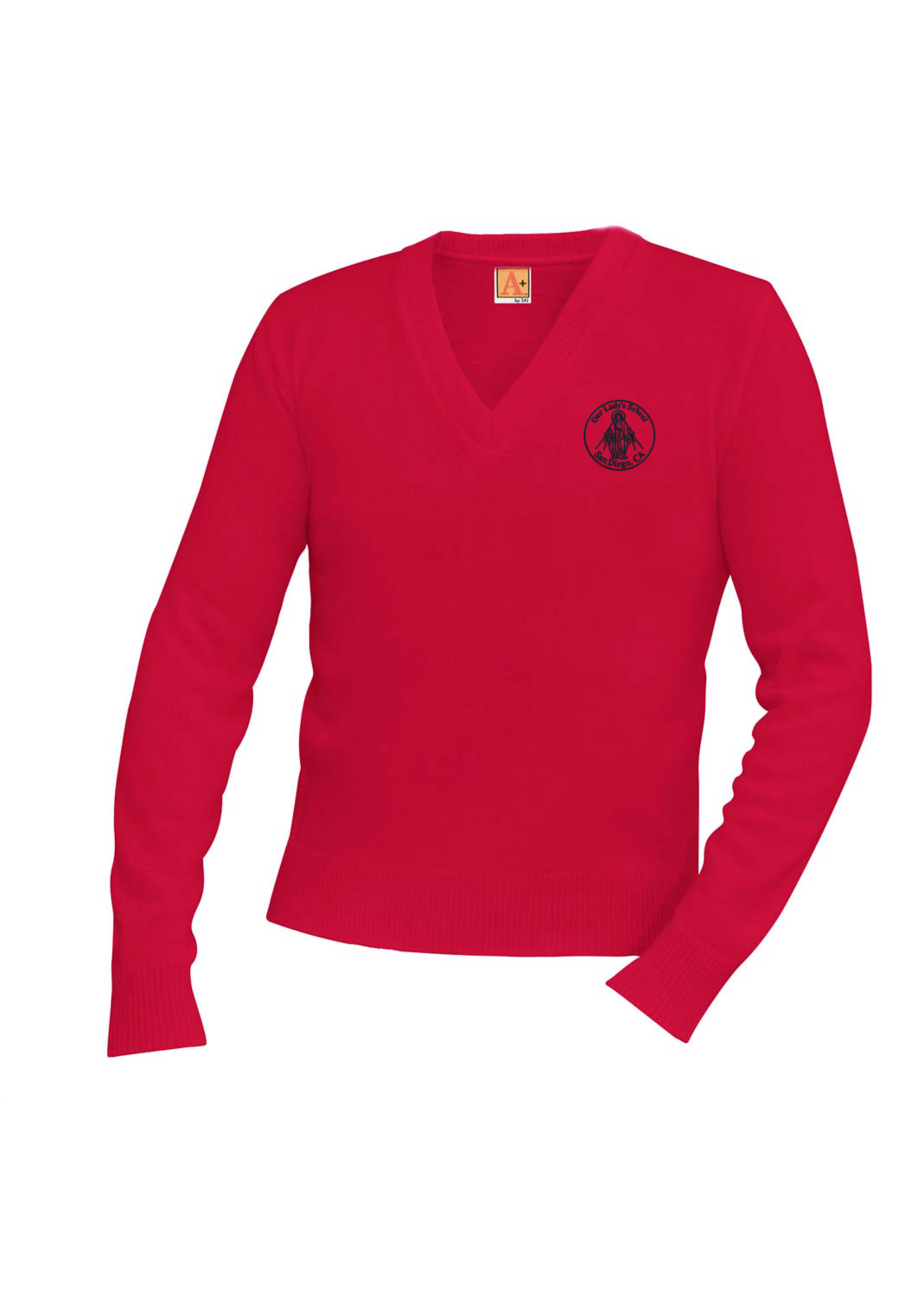 OLS Red Pullover V-Neck Sweater - Grade 6-8 only