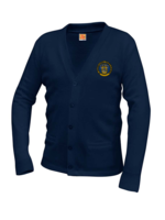 SVDP Navy V-neck Cardigan V-neck with pocket