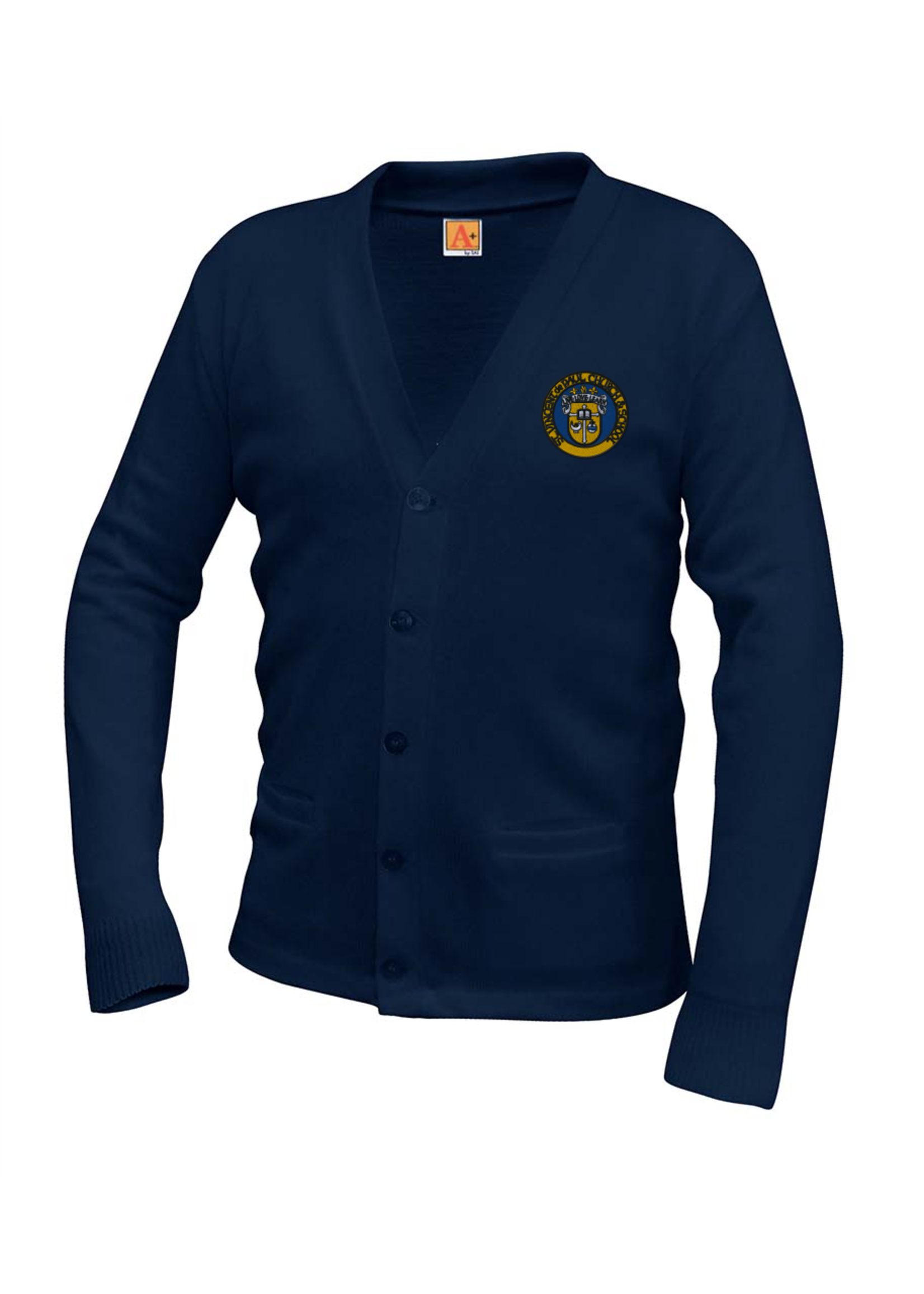 SVDP Navy V-neck Cardigan V-neck with pocket