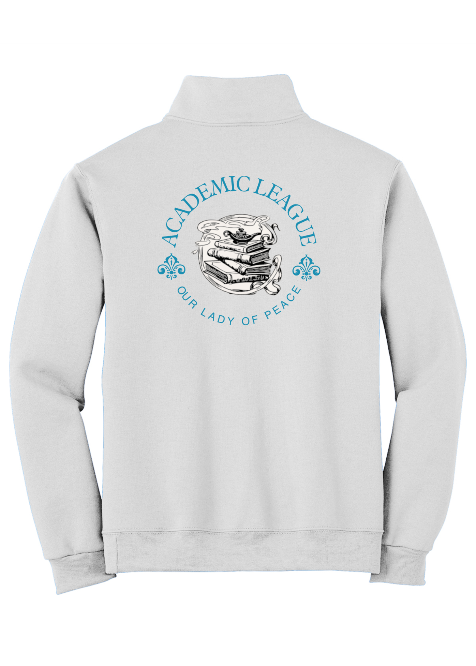 OLP White  1/4-Zip Sweatshirt with Cadet Collar Academic League Club