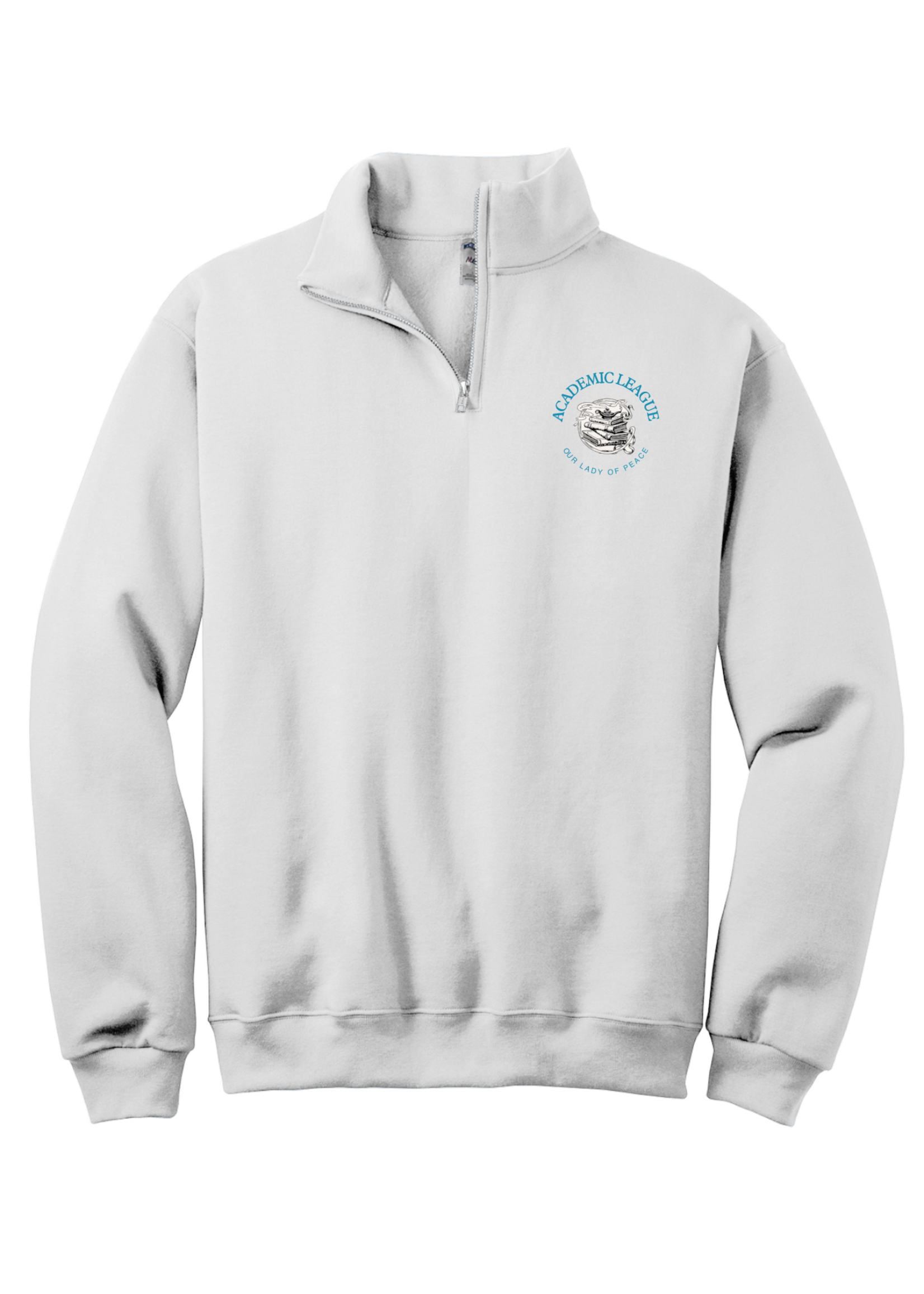 OLP White  1/4-Zip Sweatshirt with Cadet Collar Academic League Club