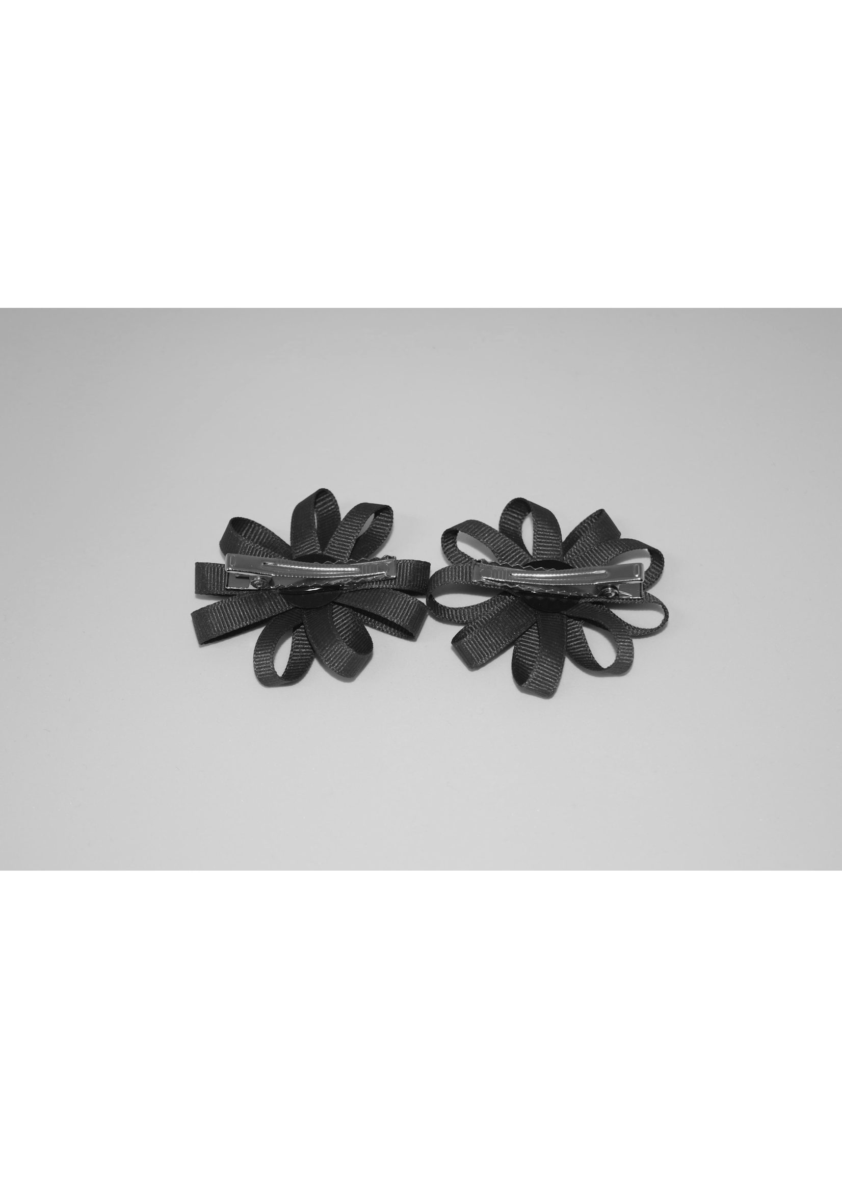 Round Pigtail Ribbon Botton Bows w/plaid center PKN WHT
