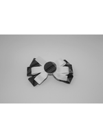 Plaid & Grosgain Bow w/Plaid Button Top PKN WHT