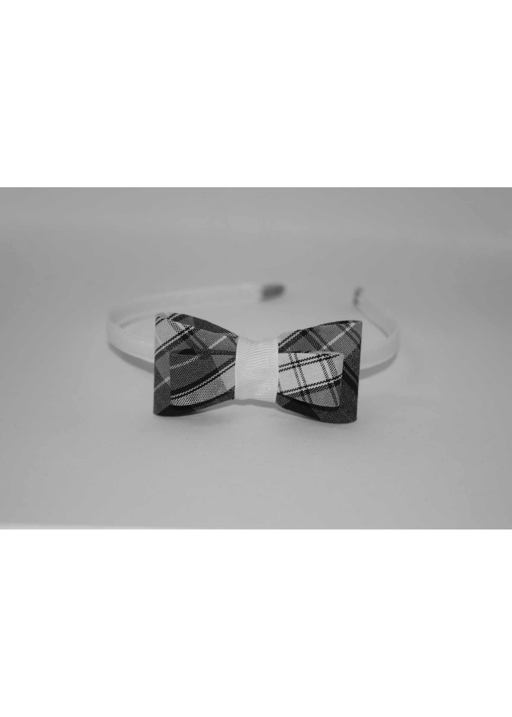Double Tailored Ponytail Bow on Headband PKN WHT
