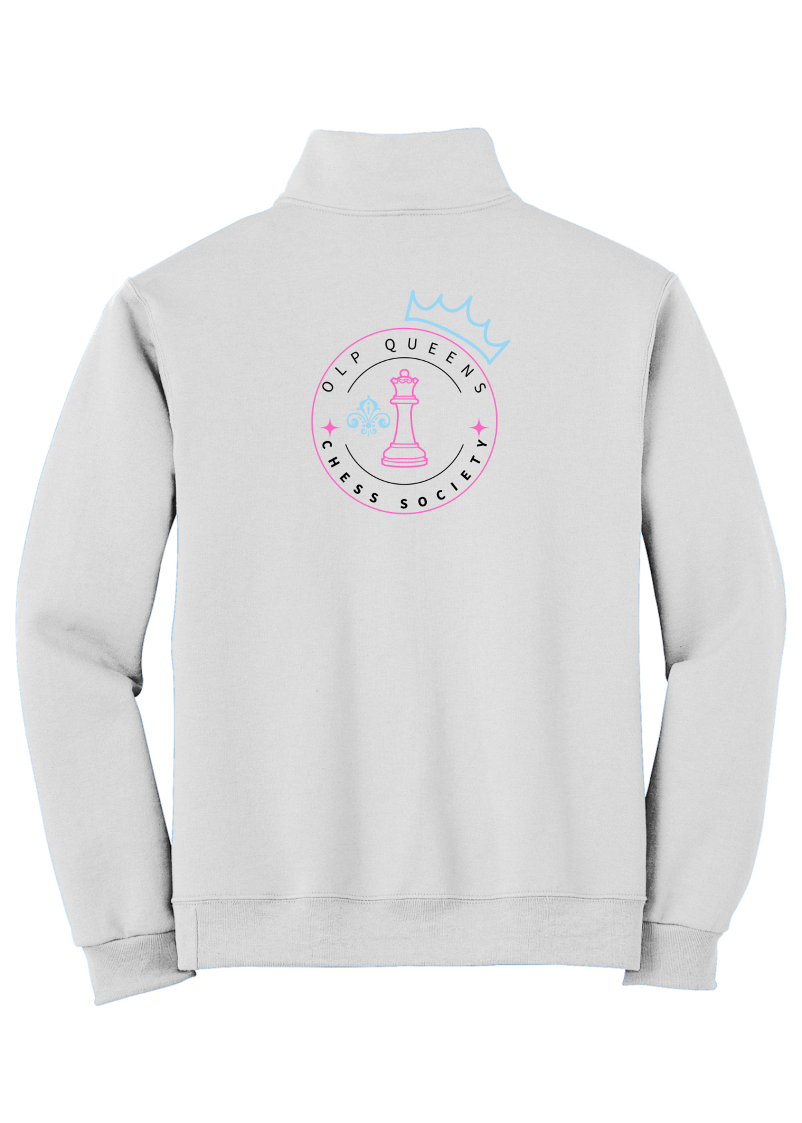OLP White 1/4-Zip Sweatshirt with Cadet Collar Chess Club