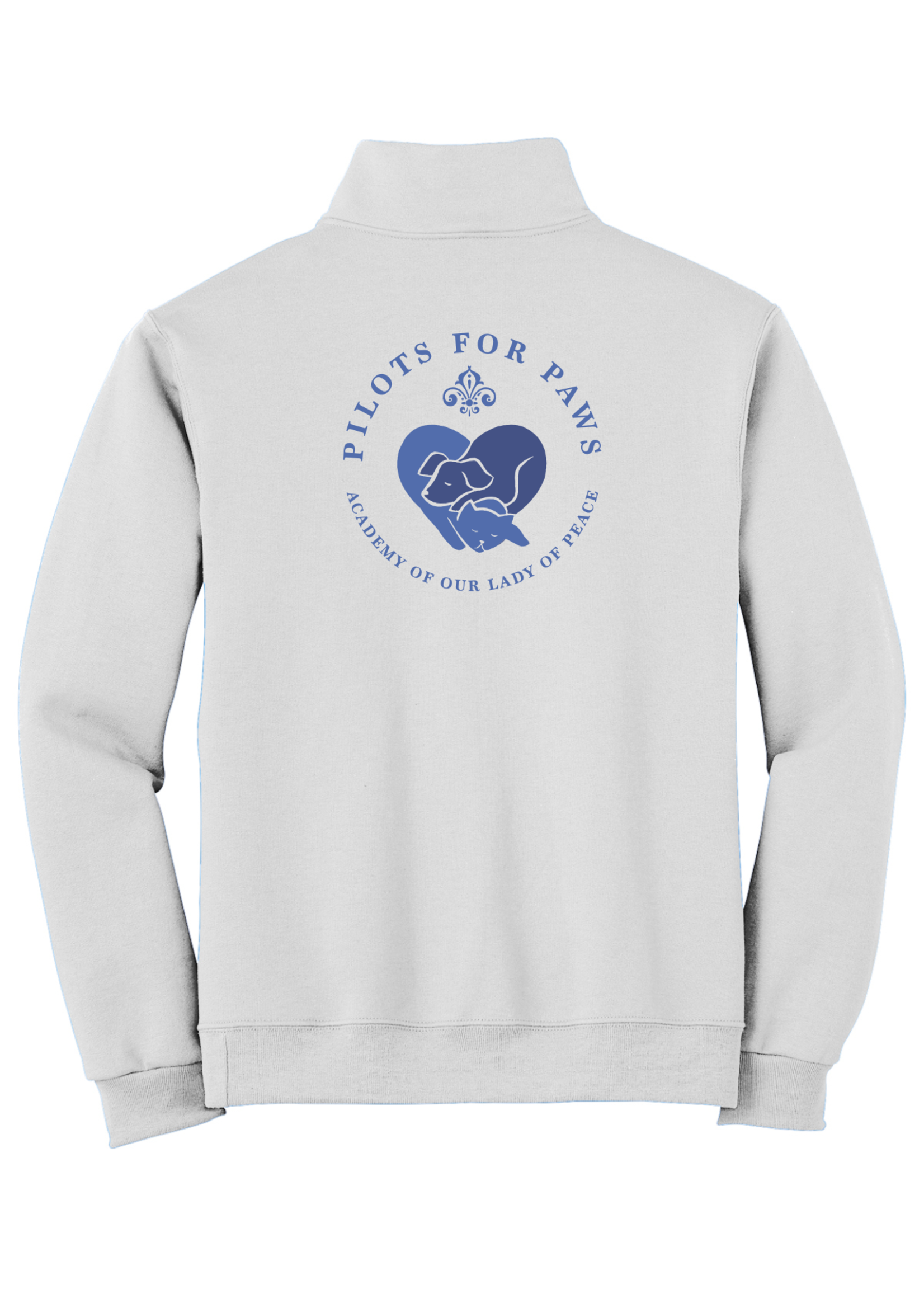OLP White 1/4-Zip Sweatshirt with Cadet Collar Pilots for Paws Club