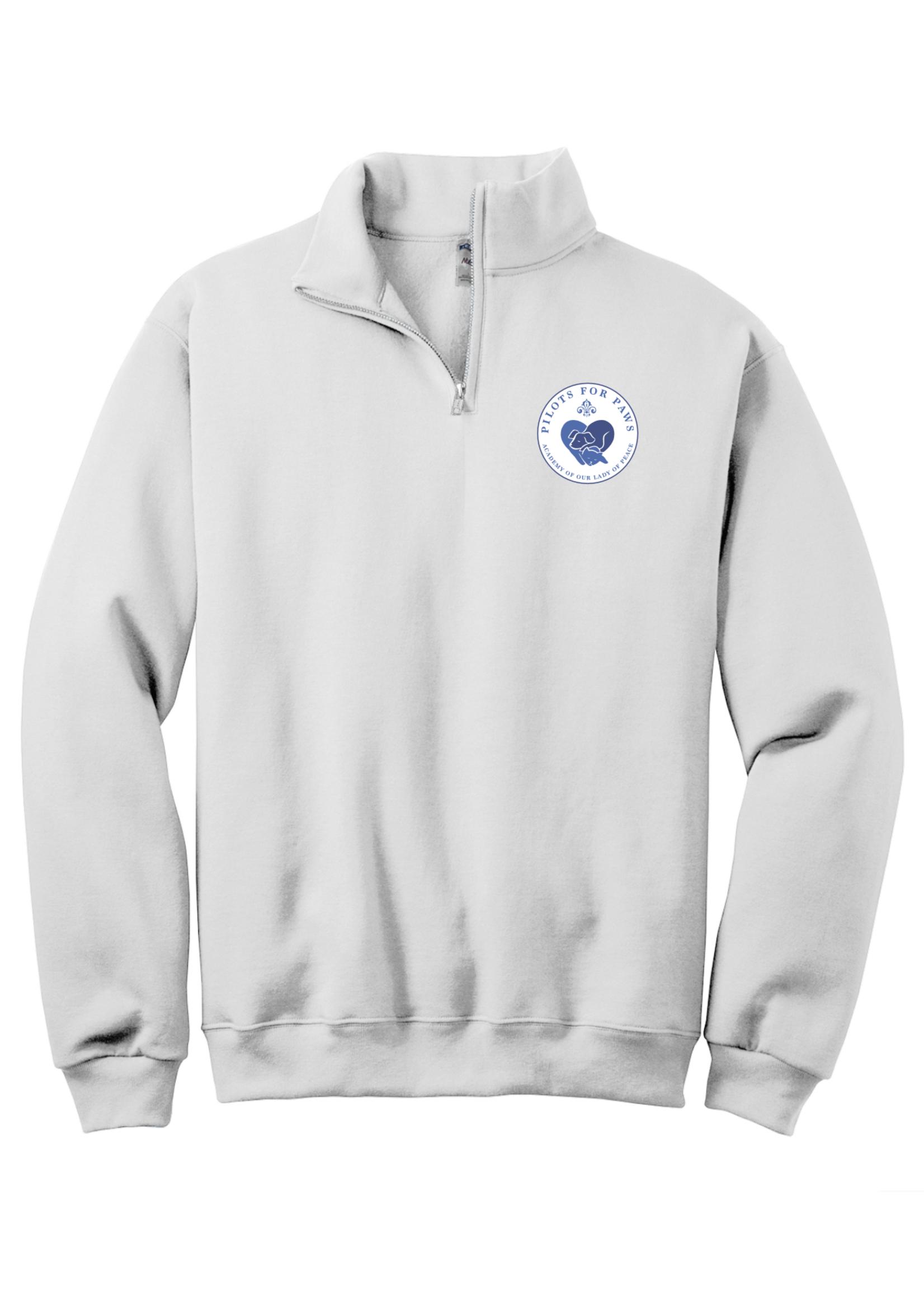 OLP White 1/4-Zip Sweatshirt with Cadet Collar Pilots for Paws Club