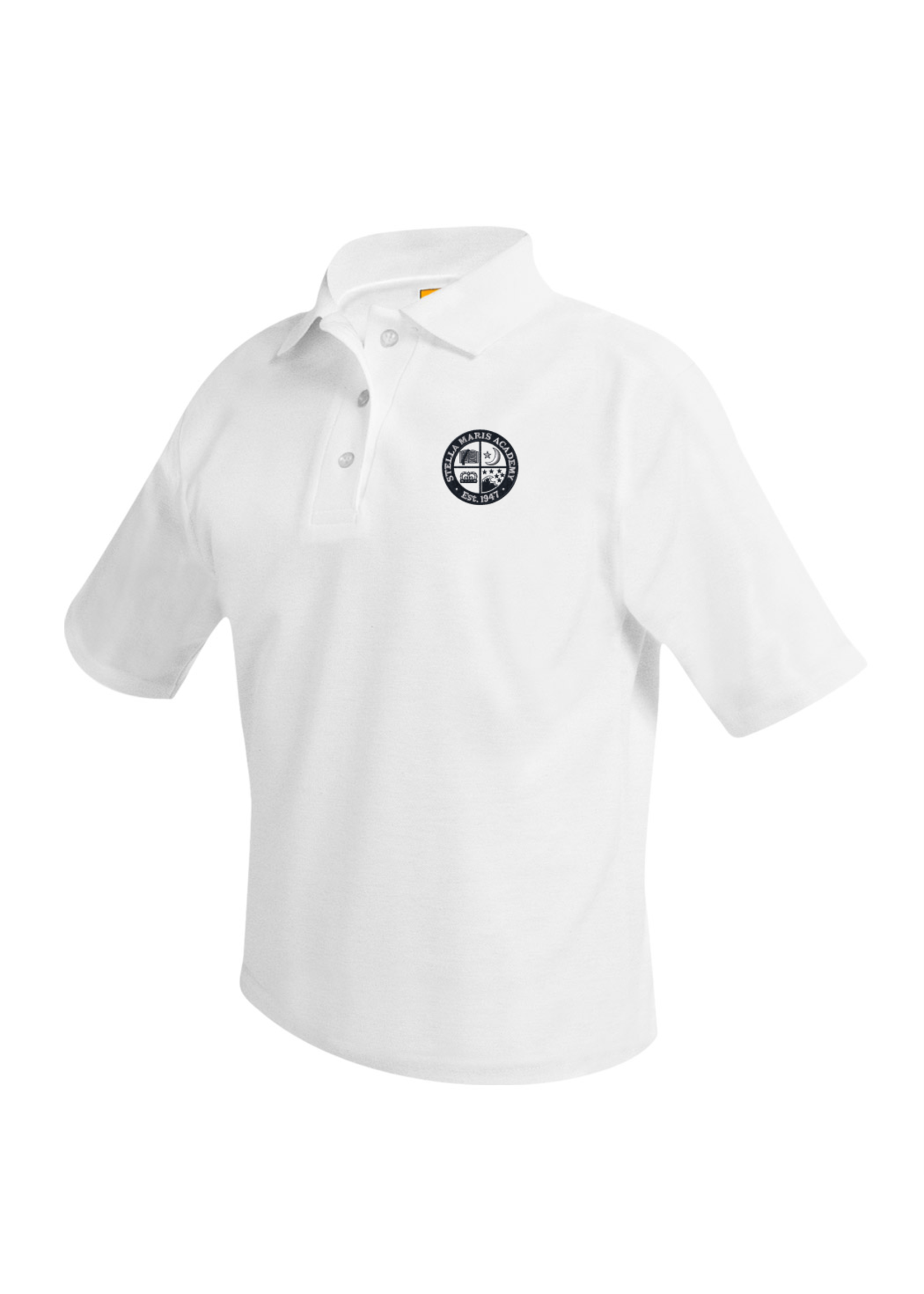 Stella White Polo Pique Short Sleeve (K-6th Grade Only)
