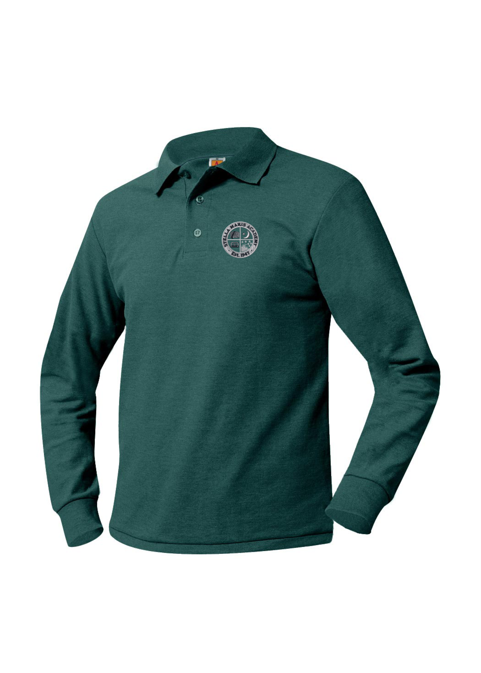 Stella Long Sleeve Dk. Green Pique Polo (8th Grade Only)