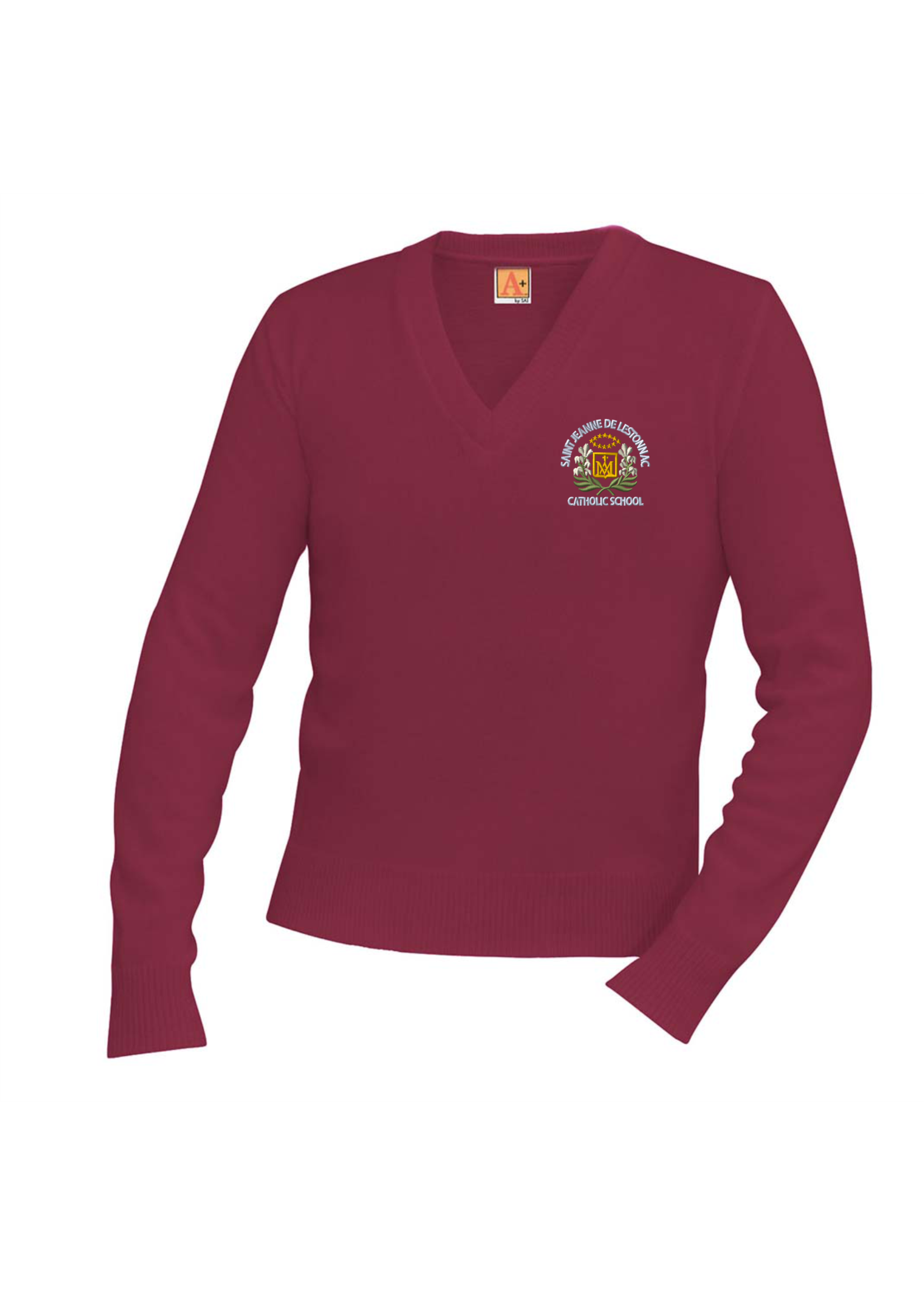 SJDL Wine Pullover V-Neck Sweater