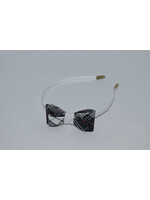 Double Tailored Ponytail Bow on Headband P8B WHT