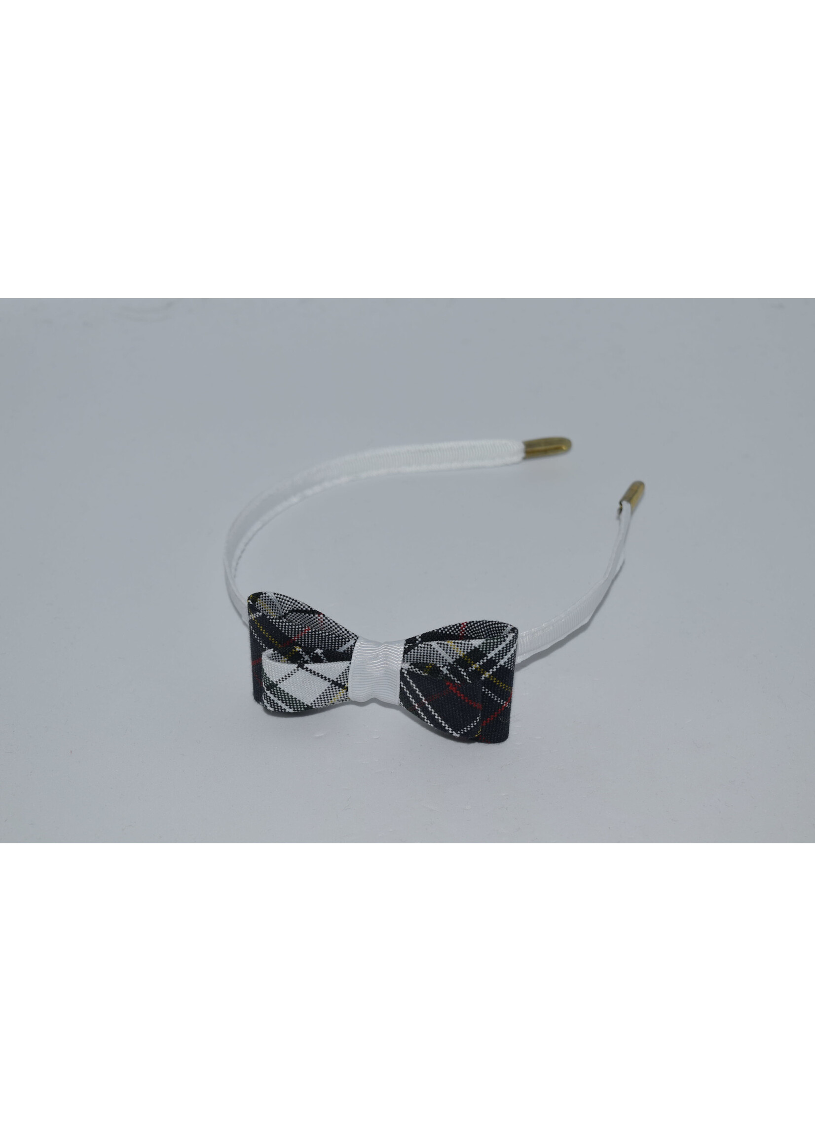 Double Tailored Ponytail Bow on Headband P8B WHT